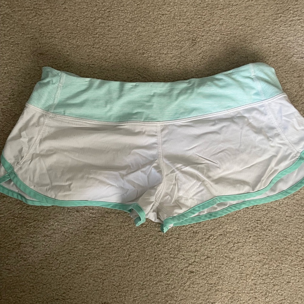lululemon athletica White and Mint Athletic Shorts